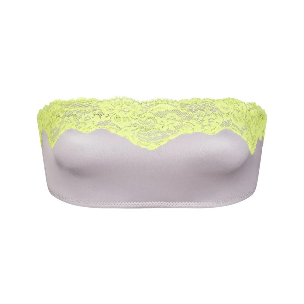 SKIMS LACE SWIM BANDEAU BIKINI TOP SIZE 2X - CHROME & LIME